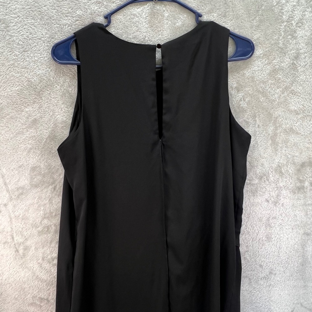 IMAN M Black Sleeveless Layered Asymmetrical Overlay Jumpsuit Coctail Fluid Chic - Picture 10 of 14